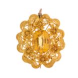 A late Victorian gold, citrine pendant brooch