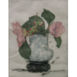 Elyse Ashe Lord (British, 1900-1971), still life of flowers in a Chinese vase, signed in pencil l.