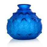Rene Lalique, Fougeres electric blue vase, model 923
