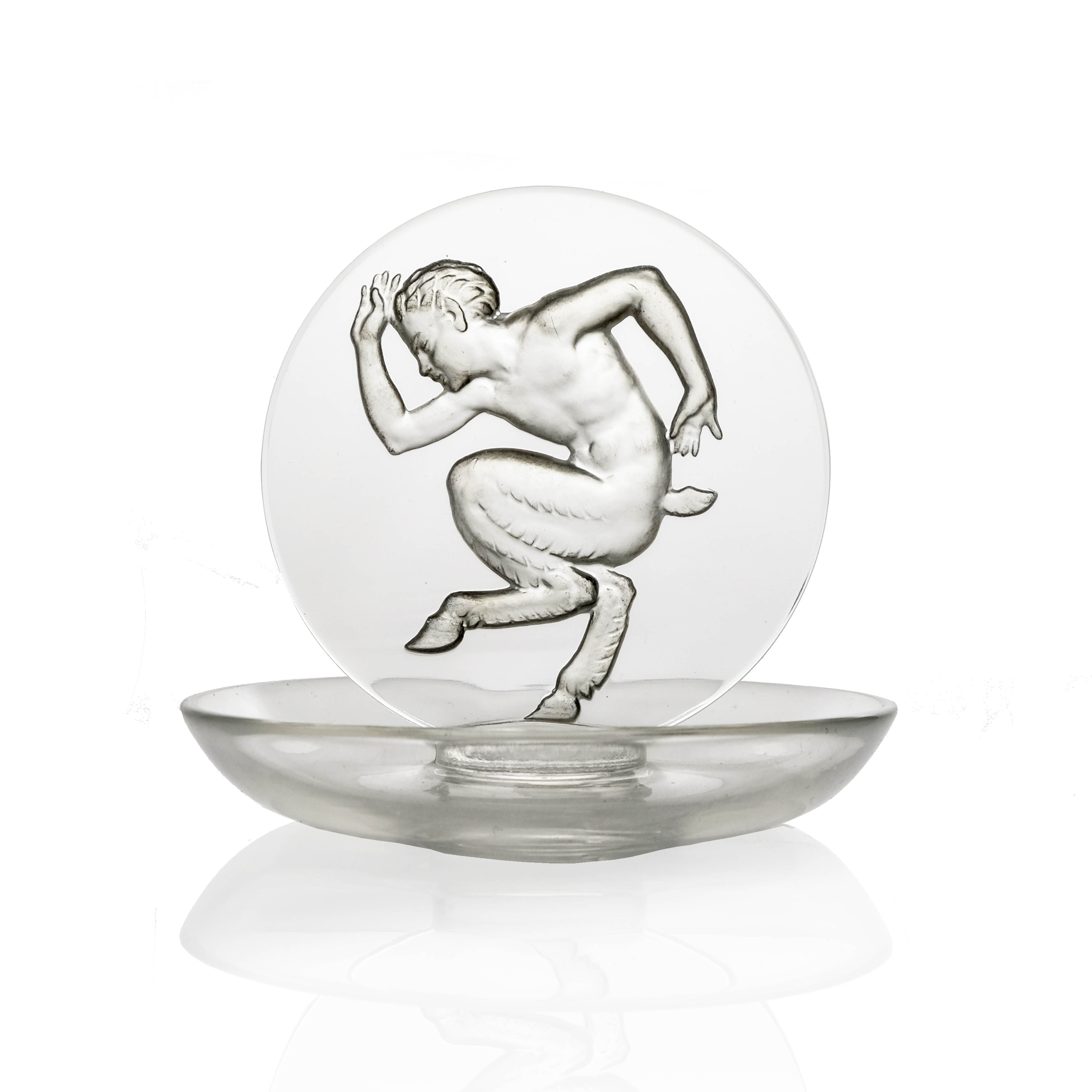 Rene Lalique, a Faune glass ashtray or pin dish