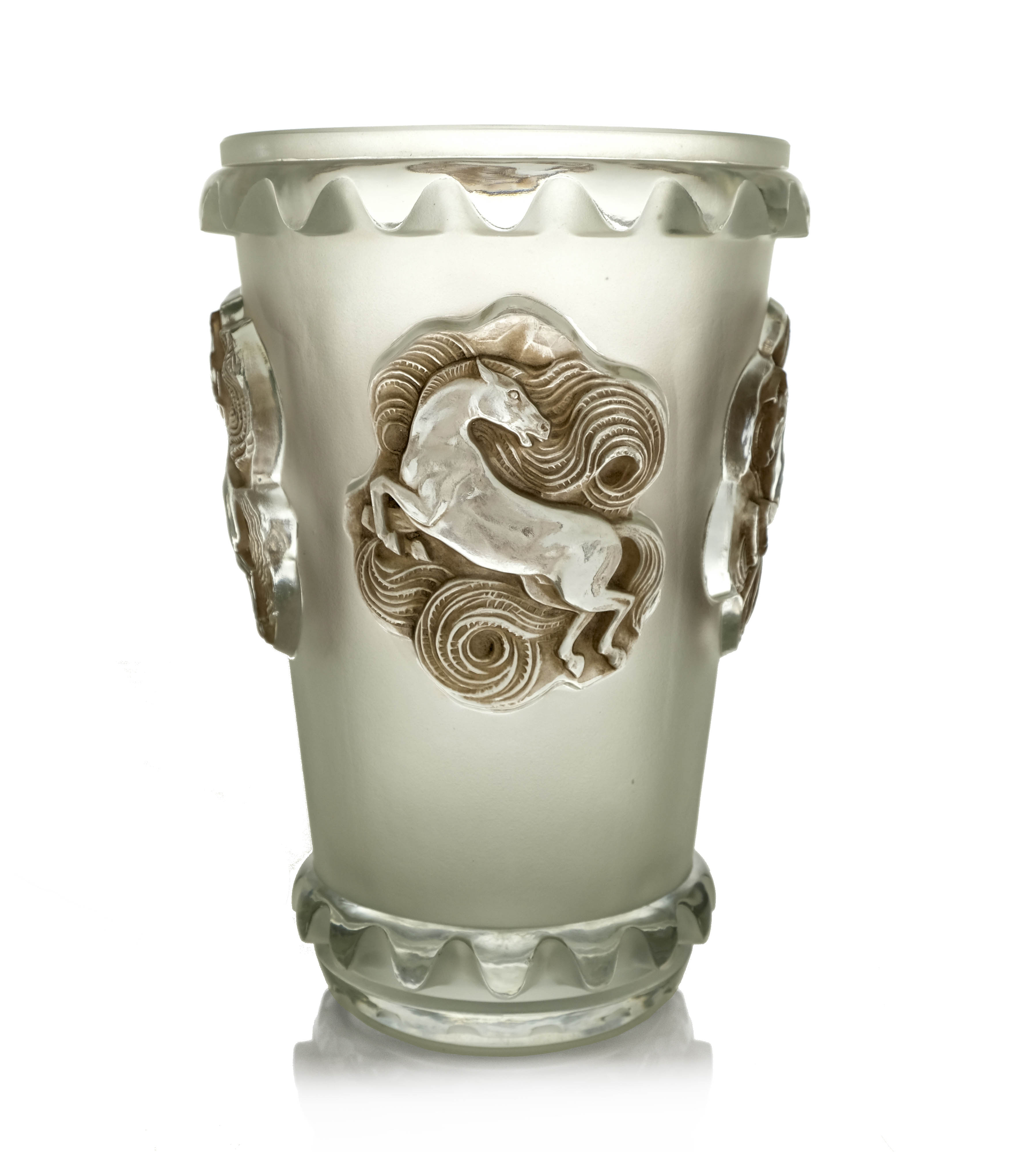 Rene Lalique, Carmarque clear vase, model 10-937