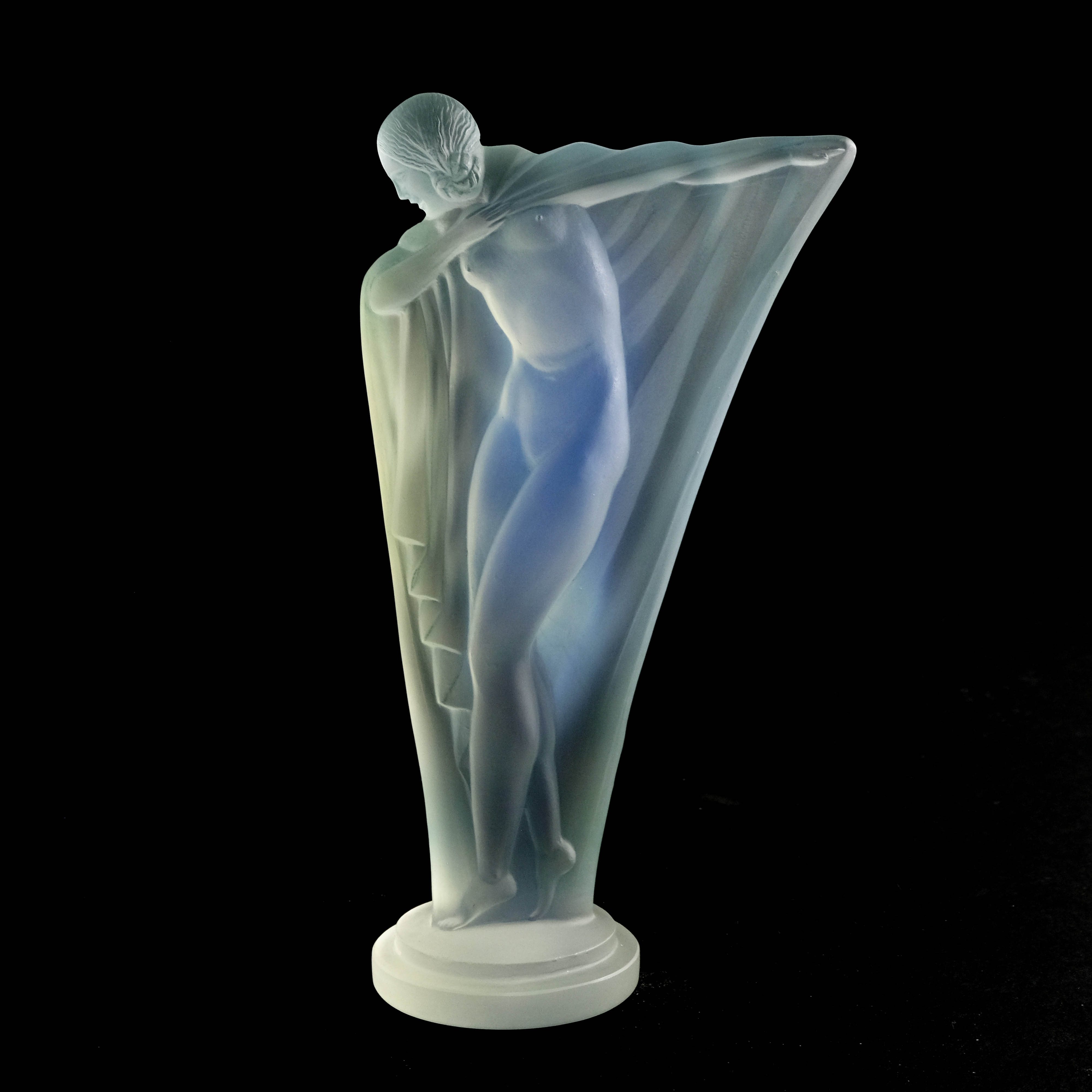 Lucille Sevin for Etling, a Draped Nude opalescent glass figure