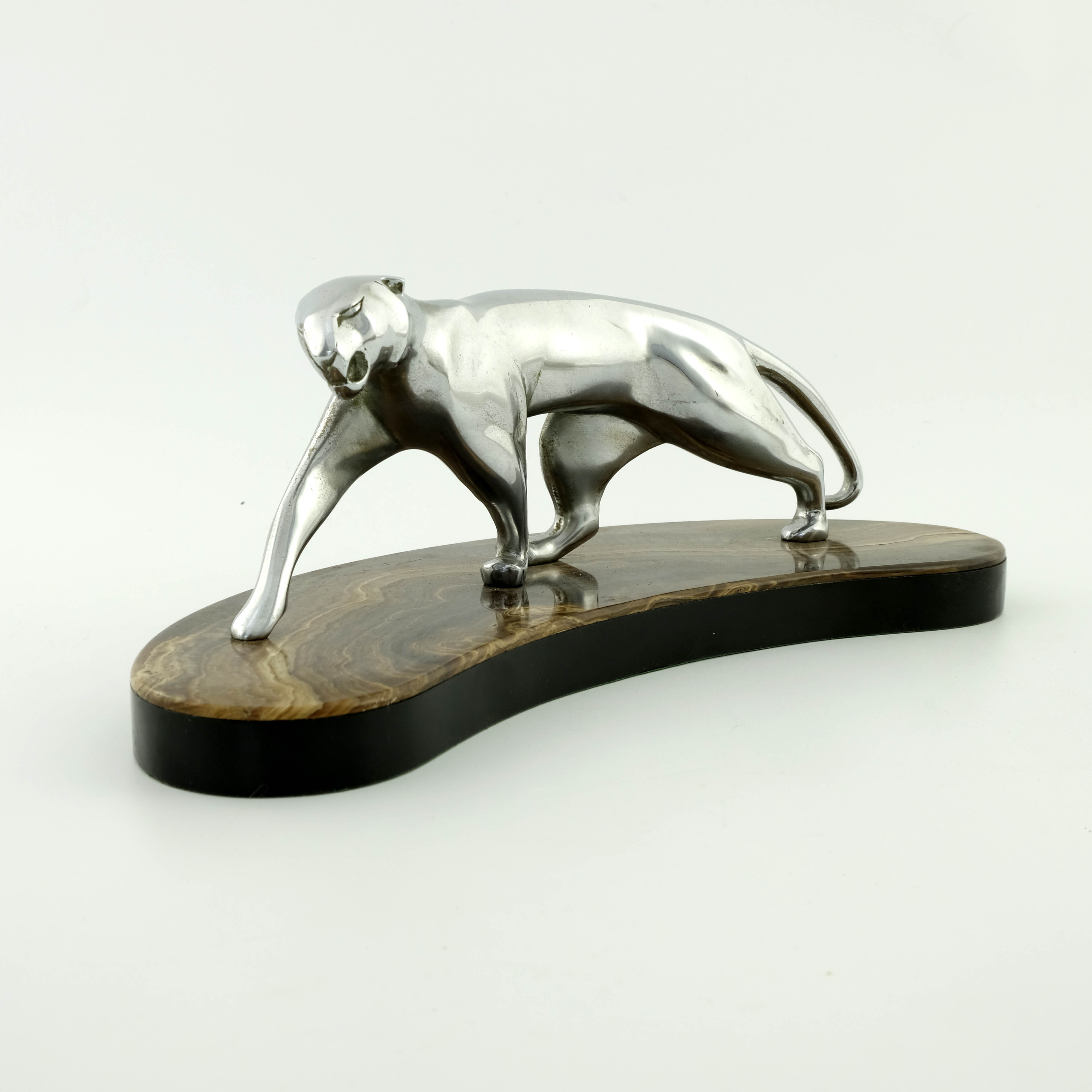 Michael Decoux, bronze panther, an Art Deco silvered figure, circa 1925, modelled prowling on - Image 2 of 3