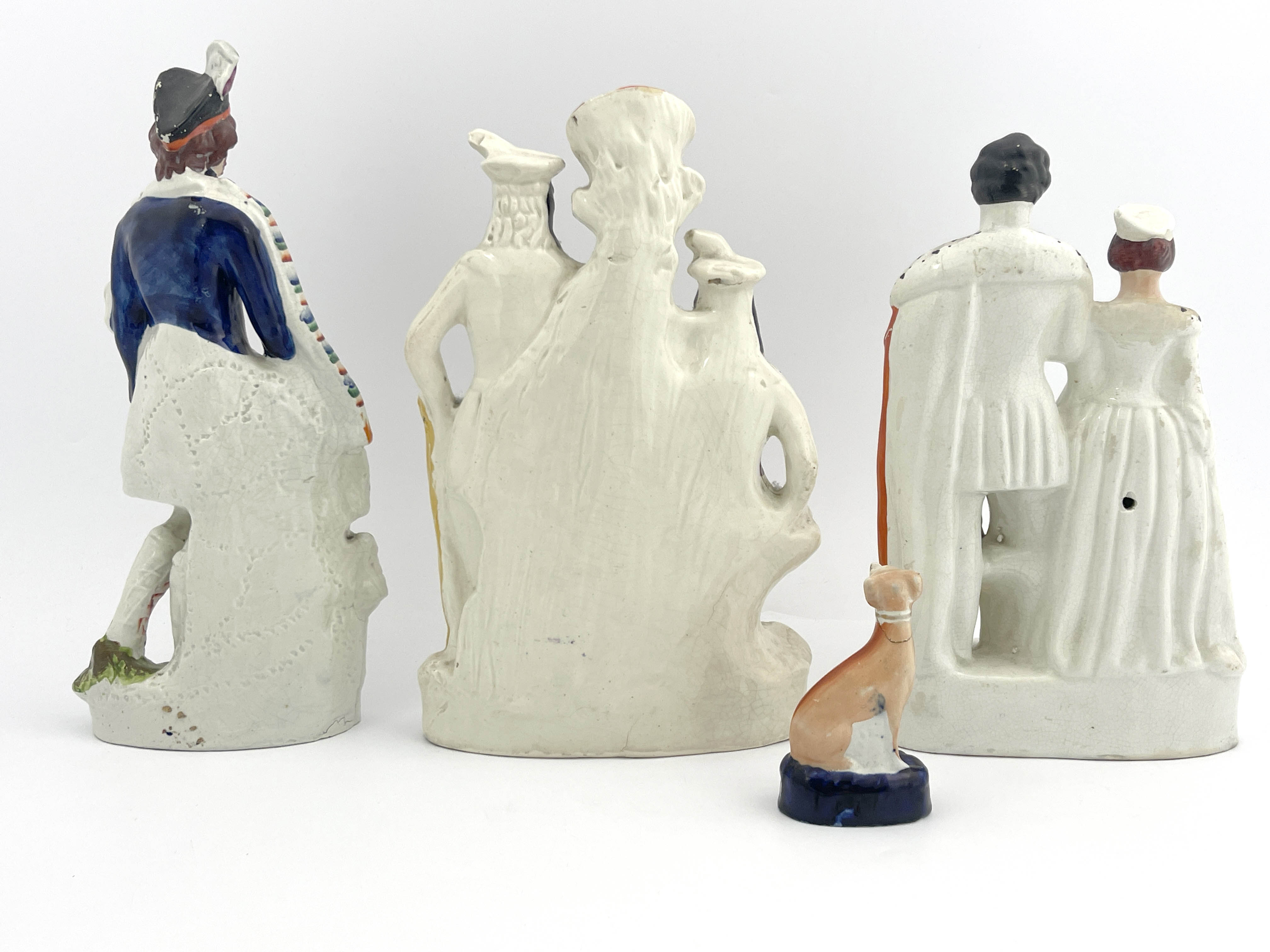 Seven assorted 19th Century Staffordshire pottery flatback and other figures, to include Robin - Image 2 of 2