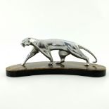 Michael Decoux, bronze panther, an Art Deco silvered figure, circa 1925, modelled prowling on