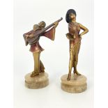 Josef Lorenzl, Pierrot and Pierette, a pair of Art Deco cold painted art metal figures