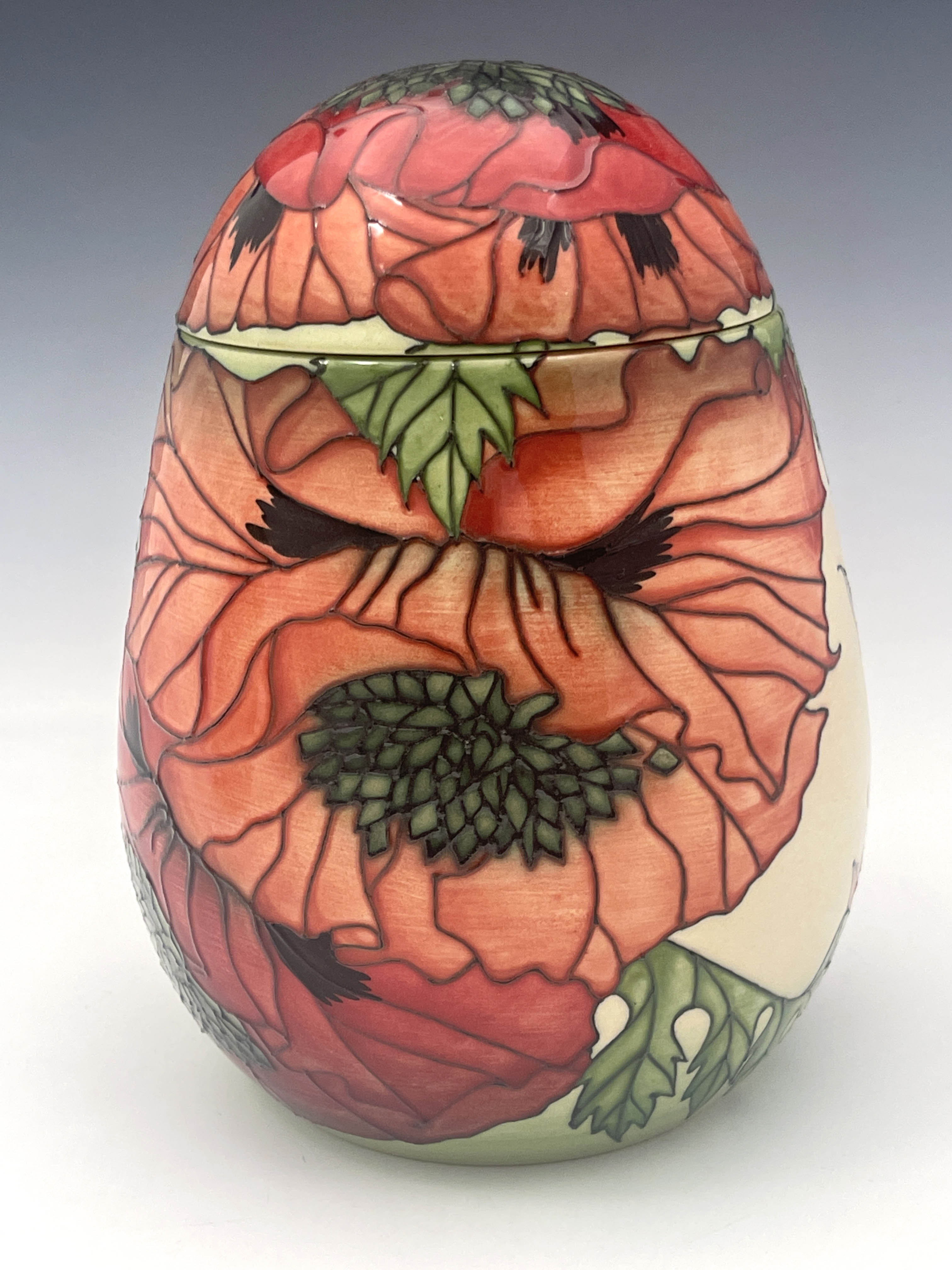 Sally Tuffin for Dennis China works, a head and poppy vase and cover, ovoid form, 21cm high - Image 2 of 5