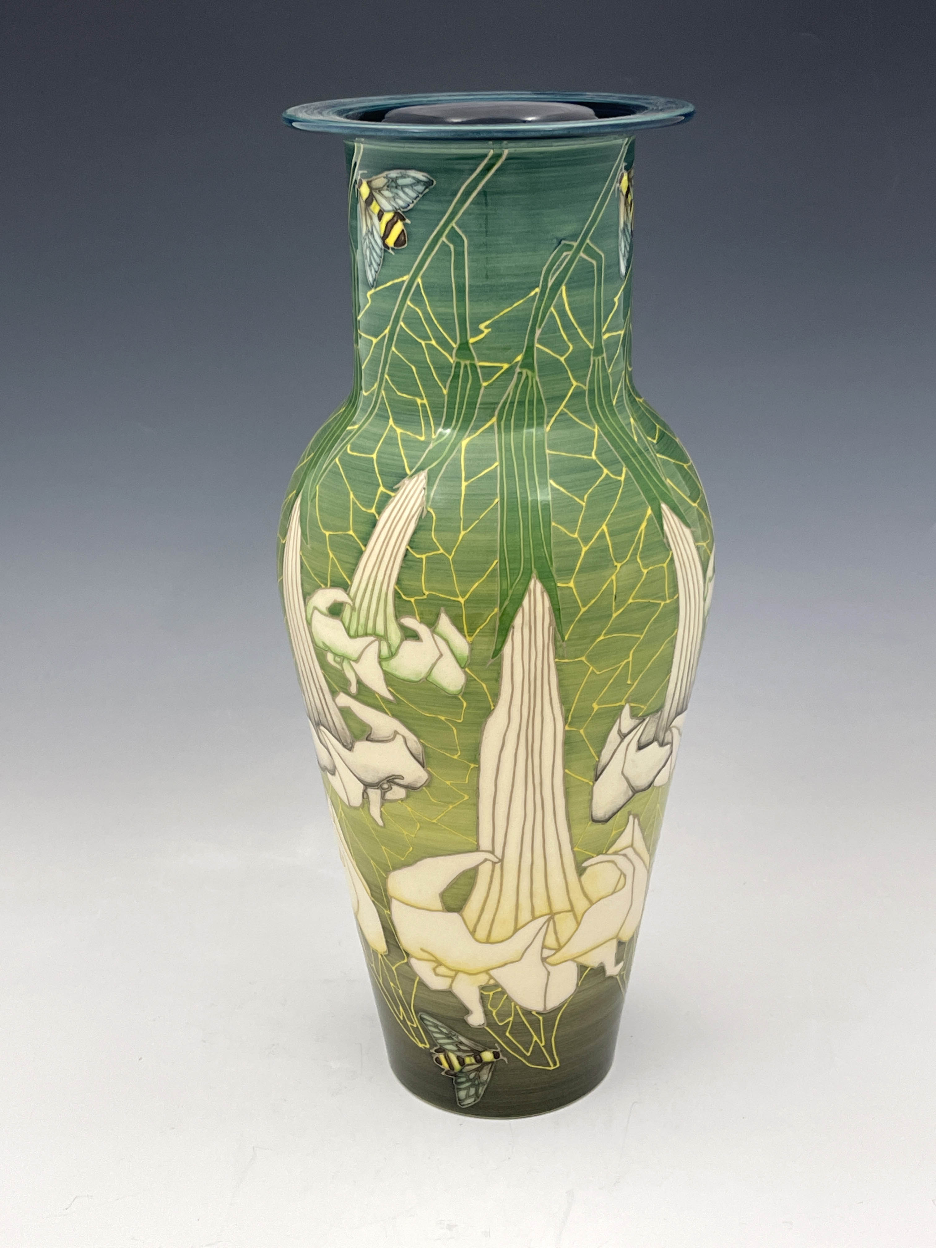 Sally Tuffin for Dennis Chinaworks, Datura pattern vase, Etruscan form, 2002, marked No 1, 41cm high - Image 4 of 5