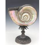 An Anglo Indian silver and shell pedestal centrepiece, NF Co, Bombay circa 1880