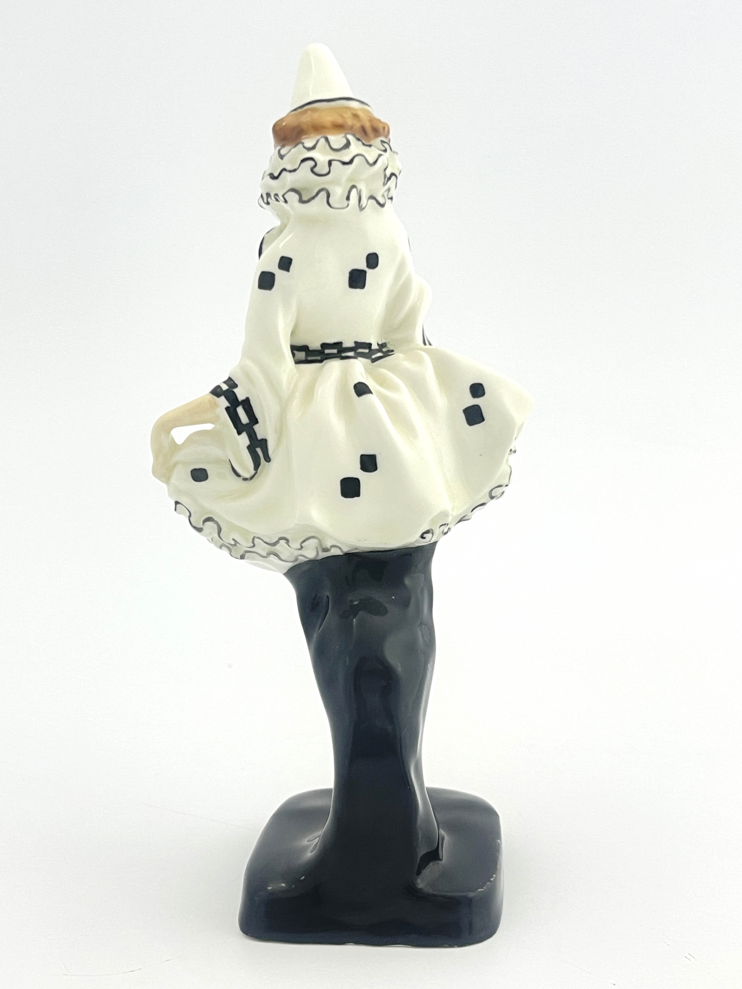 Leslie Harradine for Royal Doulton, a figure, Pierette, HN644, circa 1924, modelled as a clown in - Image 3 of 5