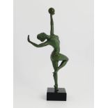 Aleste, an Art Deco patinated art metal figure