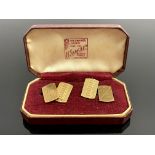 A pair of 9ct gold cufflinks, machine engraved and initialled, 5.7g, box (2)