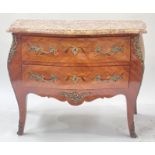 A French marquetry inlaid commode by Gautier et Cie, Paris, of Louis XV design, bombe form with a