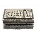 A Victorian silver castle top vinaigrette, Gervase Wheeler, Birmingham 1838, cast and chased with