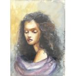 Robert Oscar Lenkiewicz (British, 1941-2002), Study of Anna Navas, titled and signed l.r.,