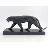 Max Le Verrier, Baghera circa 1925, a patinated cast bronze figure of a prowling panther, on black