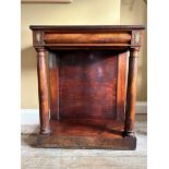A Regency flame mahogany hall or console table, circa 1820, rectangular top over a moulded long