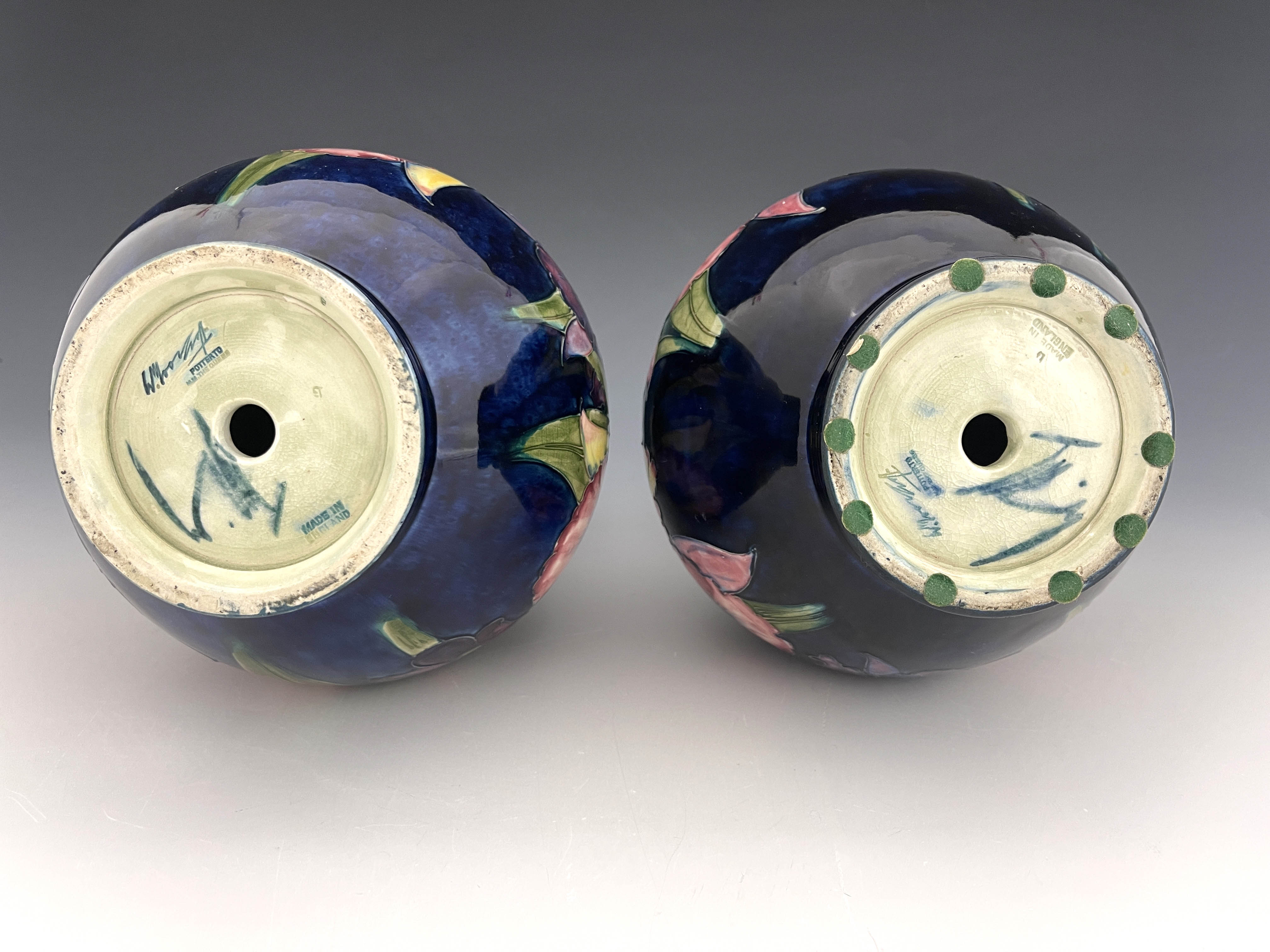 Walter Moorcroft, a pair of Orchid table lamp bases, circa 1950s, straight necked baluster form, - Image 4 of 6