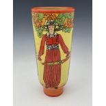 Sally Tuffin for Dennis Chinaworks, Summer Frocks vase, flared cylindrical form, 31.5cm high