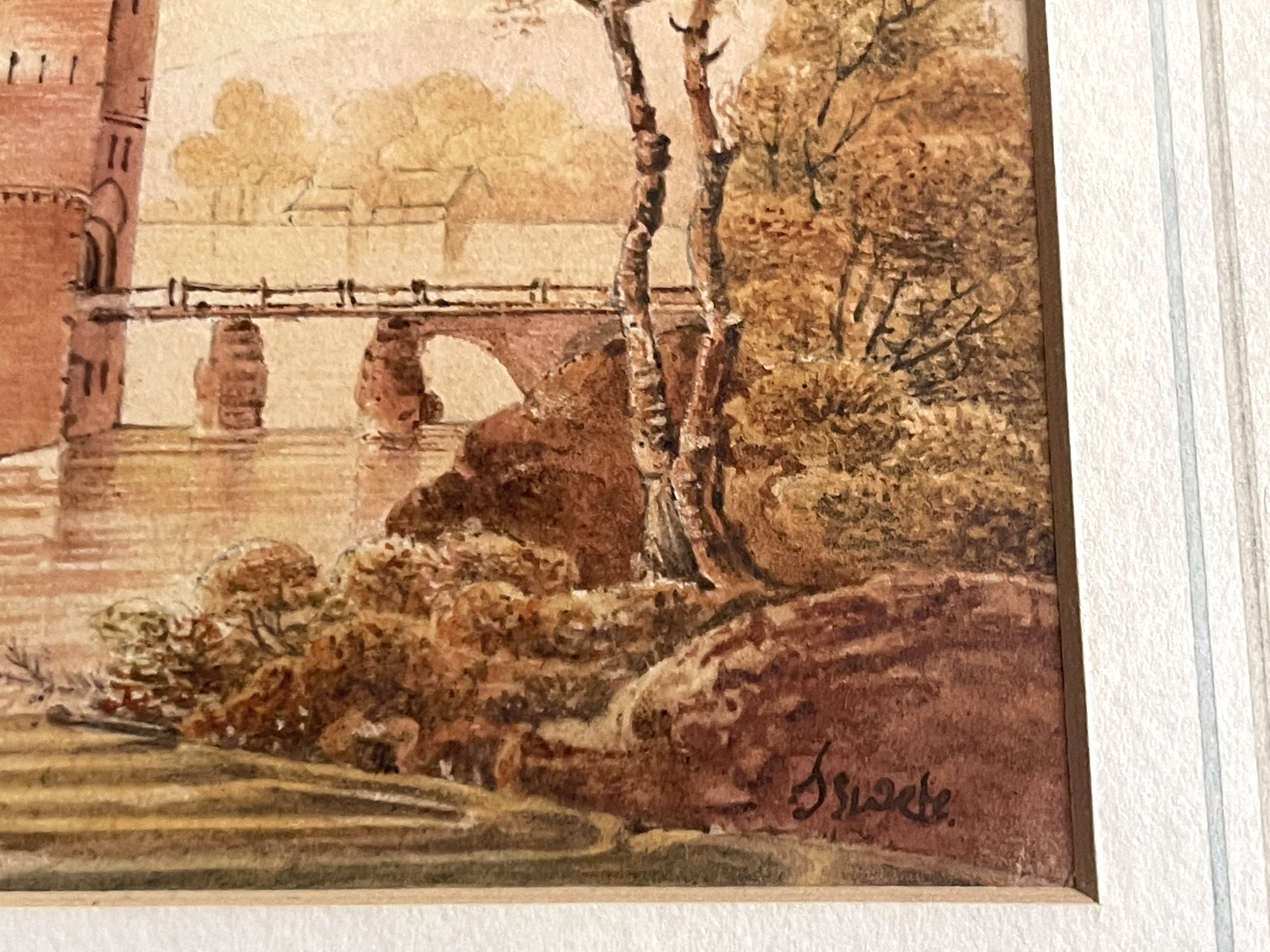 S.. Parrott (British, 19th Century), a lake scene with a castle ruin, signed l.l. watercolour, 20 by - Image 4 of 13