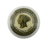 A Victorian Advertising pot lid, Napoleon Price & Co, Cherry Toothpaste, transfer printed portrait