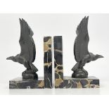 Max Le Verrier, a pair of Art Deco patinated art metal bookends