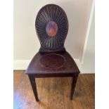 A George III mahogany hall chair after a design by Mayhew and Ince, circa 1770, oval back with