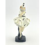 Leslie Harradine for Royal Doulton, a figure, Pierette, HN644, circa 1924, modelled as a clown in