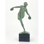 Pierre Le Faguays, Cymbals Dancer, an Art Deco patinated art metal figure