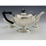 Royal Navy interest, an Edwardian three piece tea set, Marks & Cohen, Birmingham 1905,