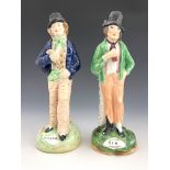A 19th Century Staffordshire pottery figure, modelled as a double-sided man titled 'Gin' and '