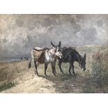 Henry Schouten (Belgian, 1857/64-1927), Donkeys near the Beach, signed l.l., oil on canvas, 73 by