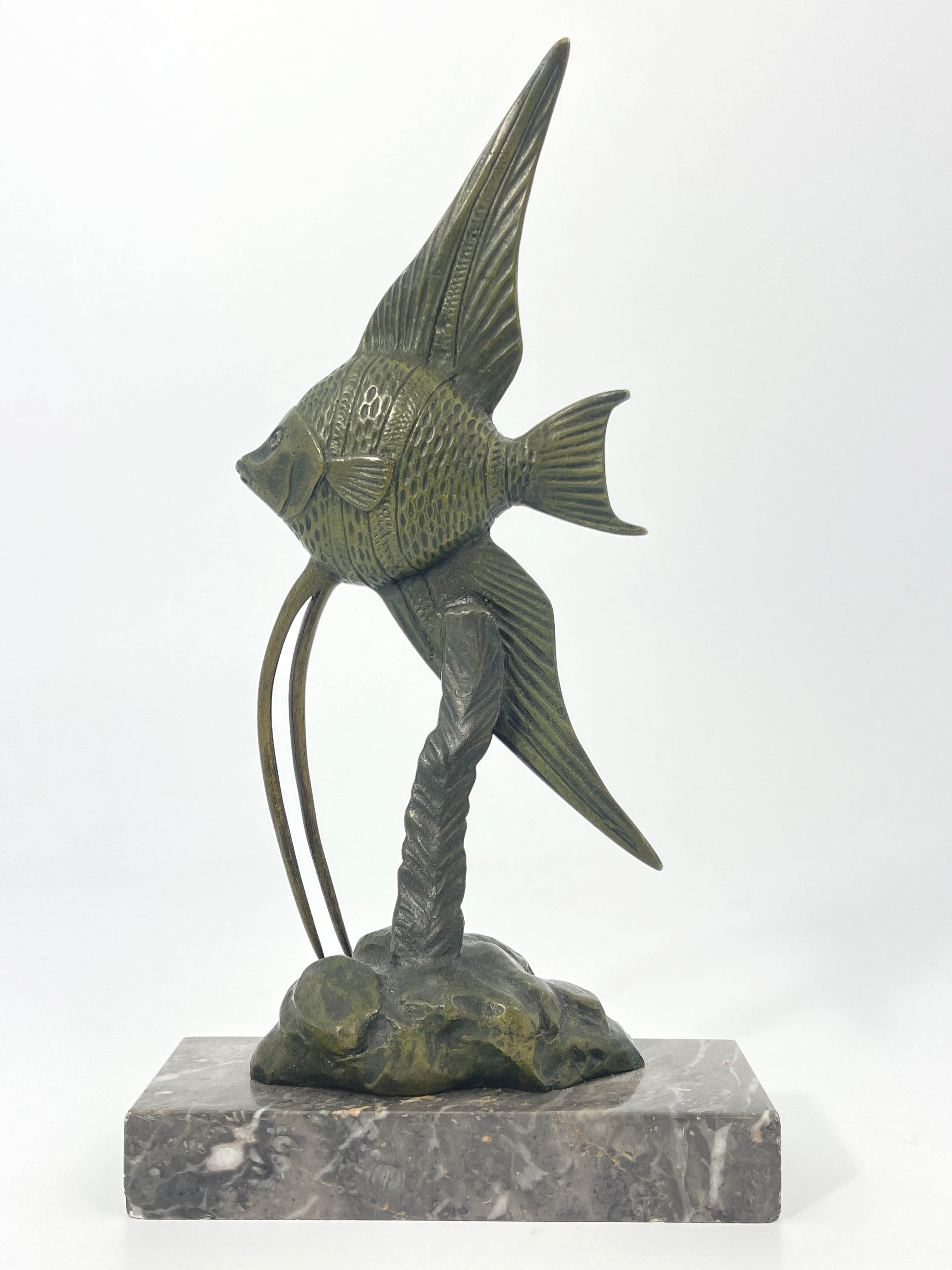 Georges H Laurent, an Art Deco bronze figure of a fish - Image 3 of 5