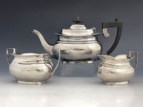 A George V silver three piece tea set, Burtons and Waters, Birmingham 1927