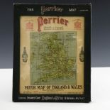 A George V advertising Perrier Motor Map of England & Wales, in celluloid fronted slip case