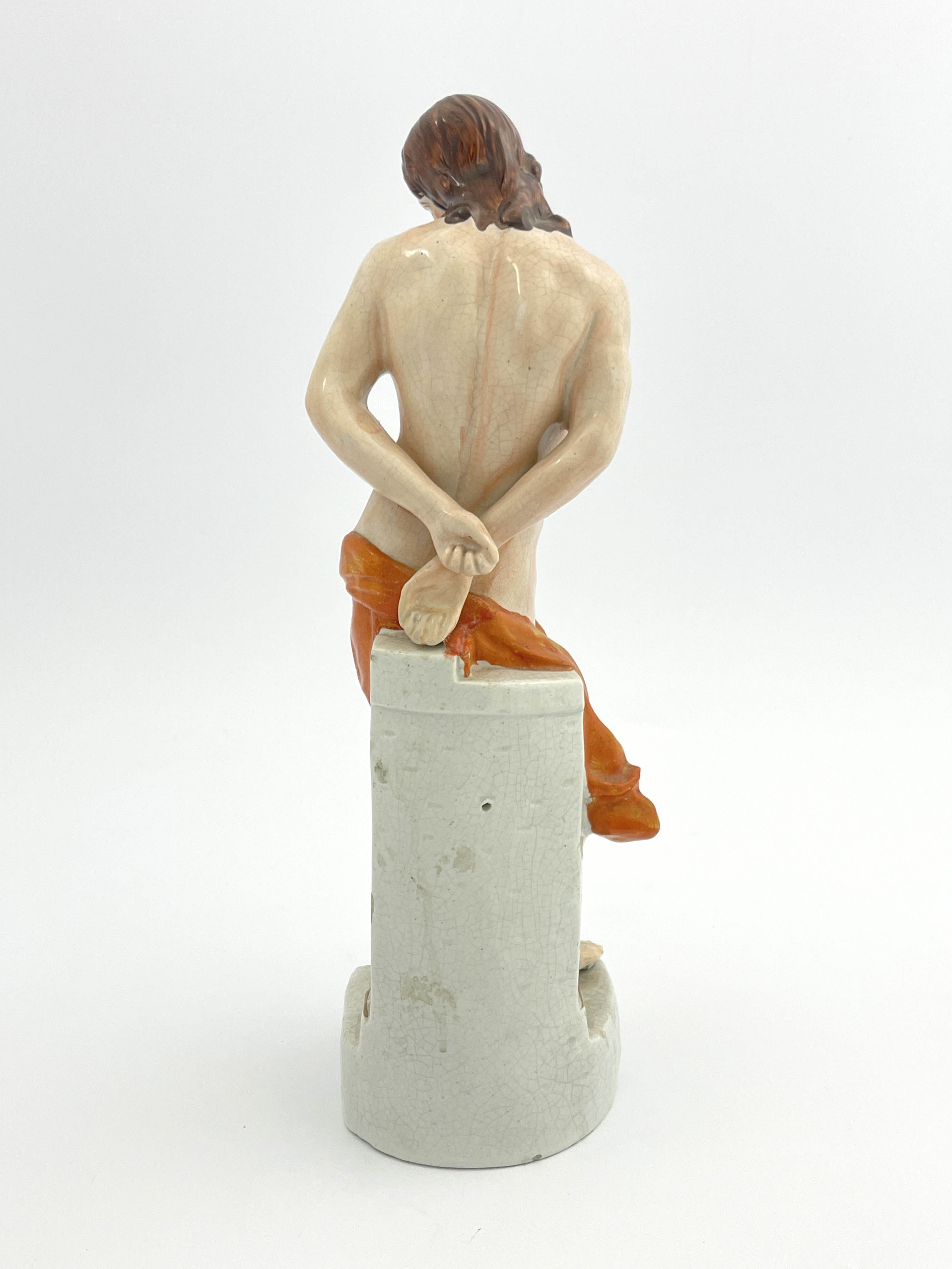 A mid 19th Century Staffordshire pottery figure of Jesus Christ, circa 1860, modelled standing - Image 2 of 5