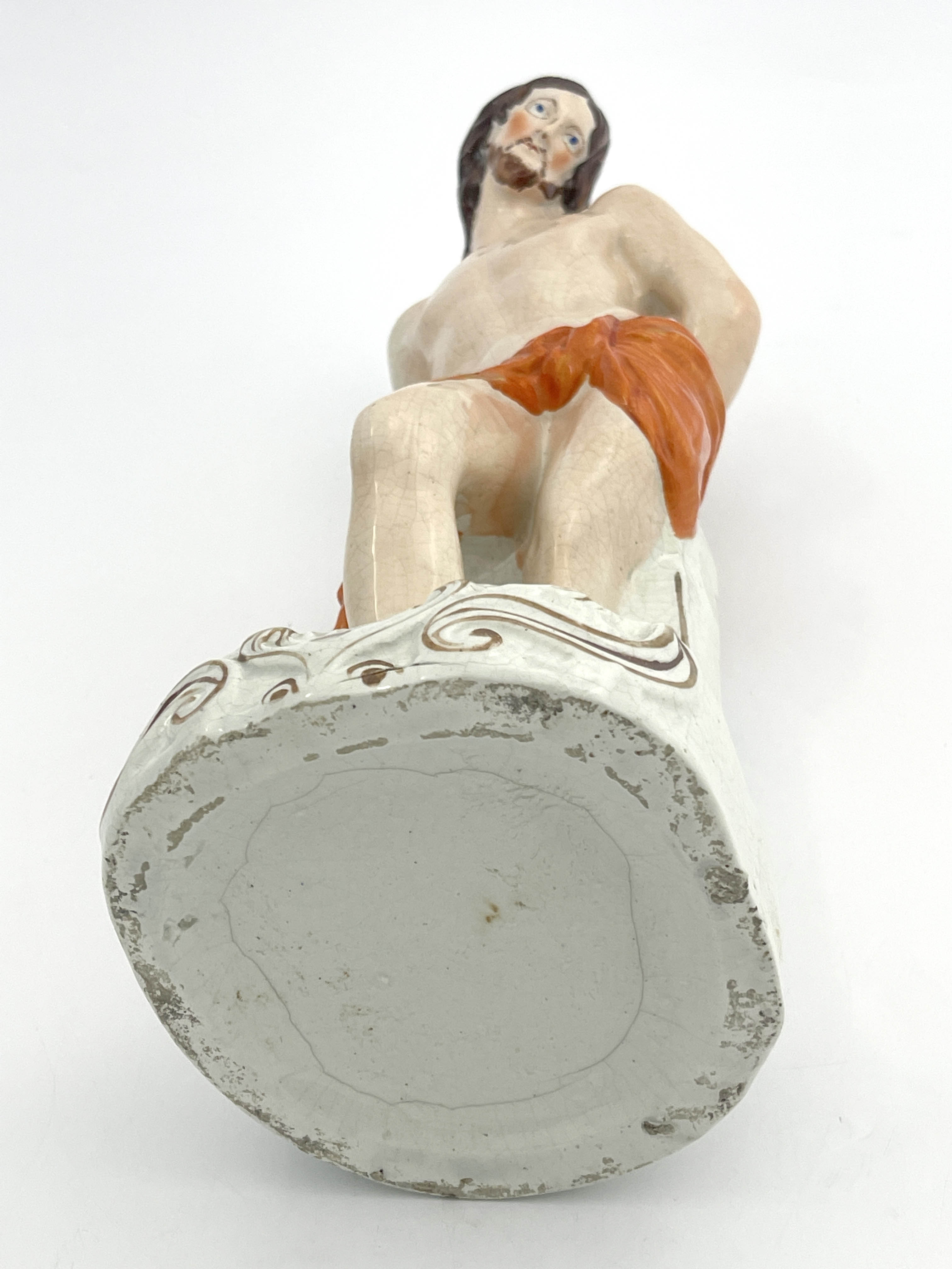 A mid 19th Century Staffordshire pottery figure of Jesus Christ, circa 1860, modelled standing - Image 5 of 5