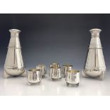 An Art Deco silver plated cocktail set, Oliver and Bower Ltd., Sheffield circa 1930, conical form