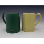 Keith Murray for Wedgwood, two Art Deco beer mugs or tankards
