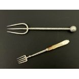 A Victorian silver toasting fork and a sardine fork, James Collins, Birmingham 1854