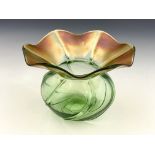 Thomas Webb (attributed), an Arts and Crafts part iridescent Iris type glass vase