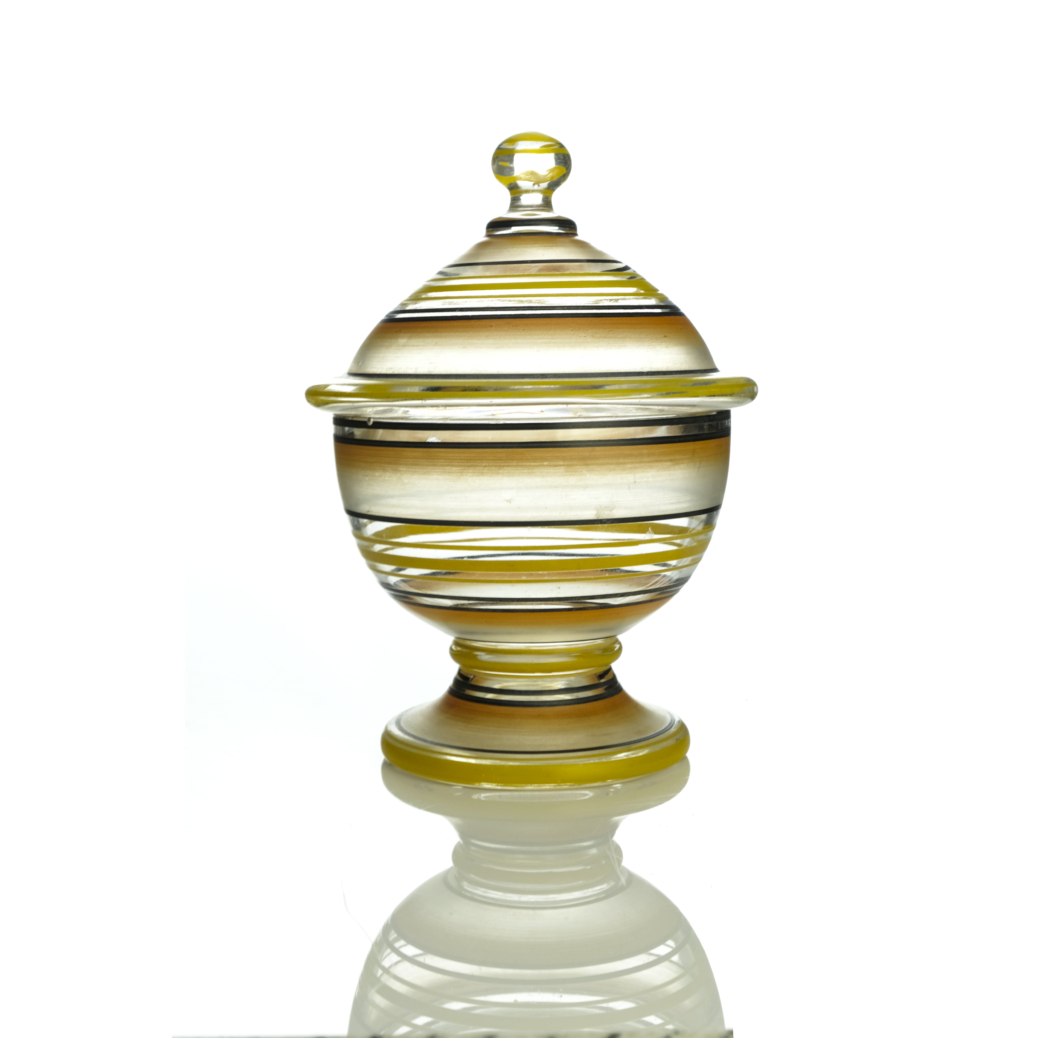 Dagobert Peche (attributed), a Secessionist enamelled glass footed jar and cover