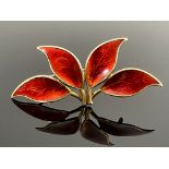 Willy Winnaess for David Andersen, a Norwegian Modernist silver gilt and enamel four leaf brooch,