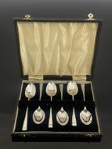 Two sets of six George VI and Elizabeth II silver teaspoons, Chester 1941 and Birmingham 1965,
