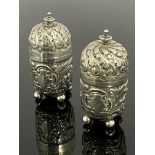 A pair of Victorian silver salt and pepper pots, Horace Woodward and Co., London 1898