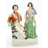 A mid 19th Century Staffordshire pottery flatback figure group, Miss Nightingale, circa 1855,