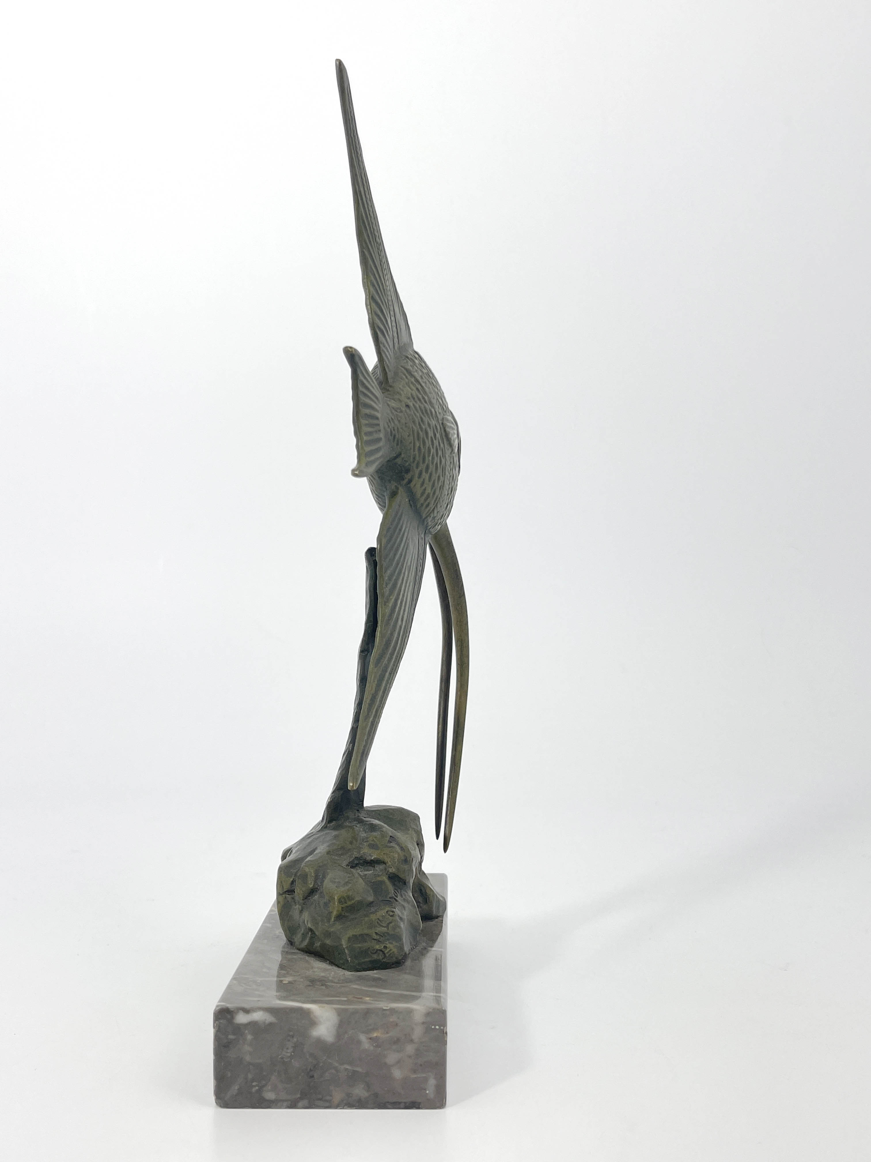 Georges H Laurent, an Art Deco bronze figure of a fish - Image 4 of 5
