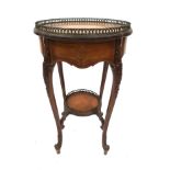A French kingwood lamp table, early 20th Century of Louis XVI design, floral marquetry inlaid,