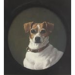 F..Lloyd Evans (British, late 19th Century), Busy - portrait of a dog, oval, signed and dated 1886