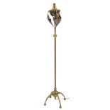 W A S Benson, an Arts and Crafts copper and brass floor standing lamp